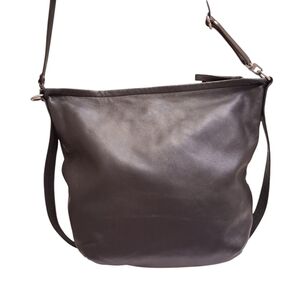 Rough & Tumble black leather Messenger shoulder bag with brown strap